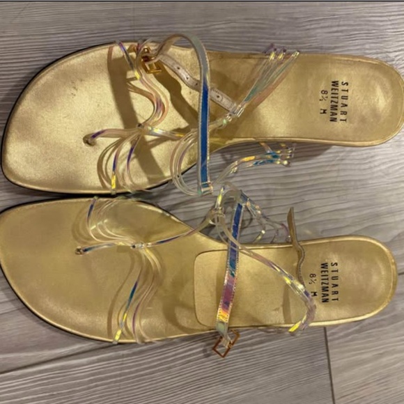 Stuart Weitzman Iridescent Gold Sandals - Picture 1 of 2